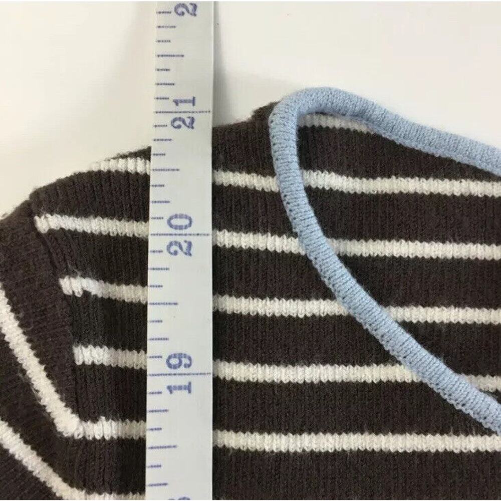LOFT Women's Sweater Sz S Striped Brown,‎ White, Blue - Picture 7 of 9